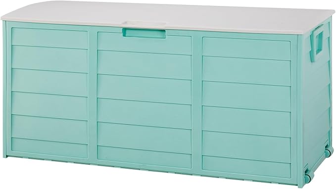 Green 75 Gallon Deck Box Plastic Outdoor Storage Box Outdoor Container for Patio Furniture Cushions,Easy to Assemble, Outdoor Storage Chest for Patio Furniture Pillows, Gardening Equipment - Green