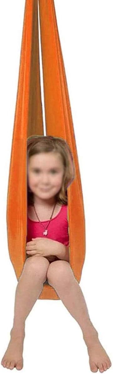 Children's Therapy Sensory Hug Swing Home Hammock for Child Autism ADHD Elastic Wrapped Stable Hanging Chair Up to 440lbs (Color : Orange, Size : 100 x 280 cm)