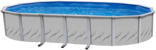 Lake Effect Pools 'Galleria' 15 ft x 24 ft Oval Above Ground Swimming Pool | 52 Inch Steel Side Walls | Kit Includes: 25 Gauge Overlap Liner & Widemouth Skimmer