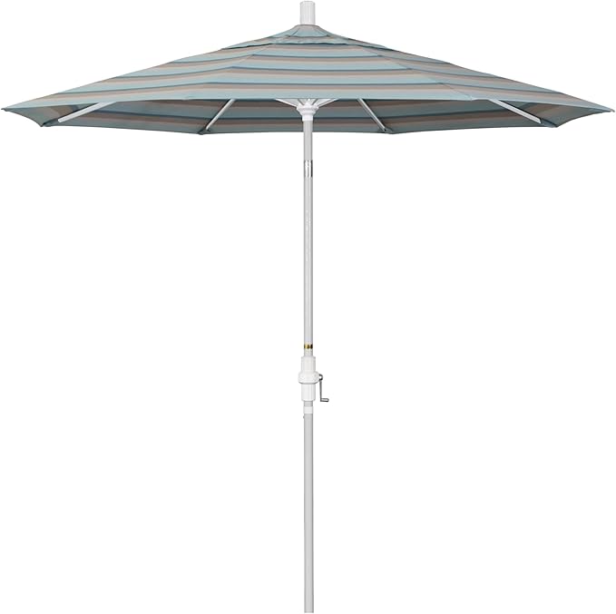 California Umbrella 7.5' Rd. Aluminum Patio Umbrella, Crank Lift, Collar Tilt, White