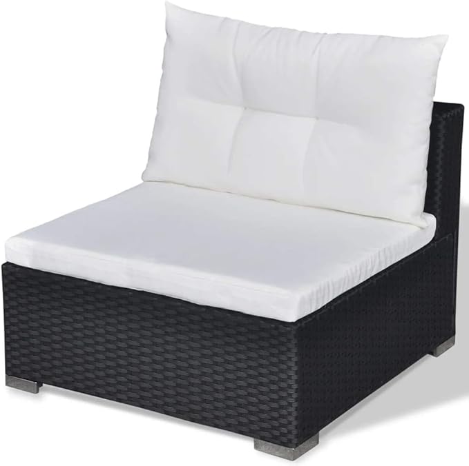 Patio Lounge Set with Cushions,Outdoor Patio Furniture,Conversation Furniture,Patio Furniture Sets,for Terrace,Garden,Backyard,5 Piece Black Poly Rattan