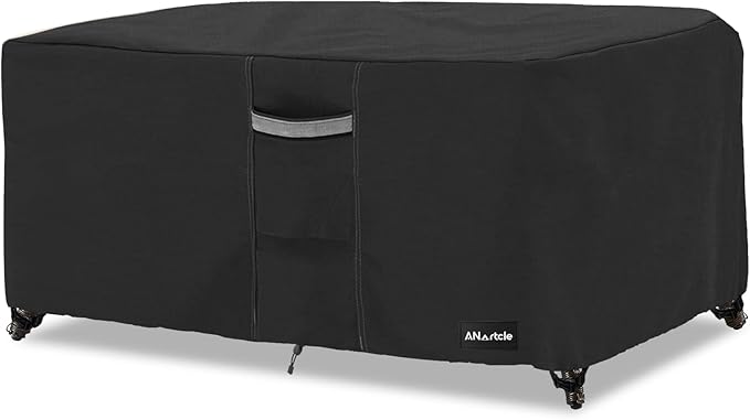ANartcle Patio Coffee Table Cover, 600D Waterproof Heavy Duty Rectangular Outdoor Table Cover,Patio Furniture Covers,48 x 28 x 16 inch,Black