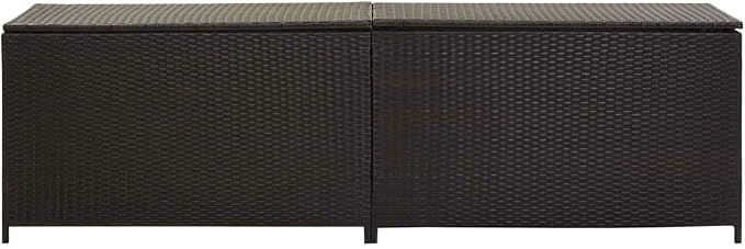 Garden Storage Box Indoor/Outdoor Storage Container and Gardening Tools - Store Items on Patio, Garage, Yard.Poly Rattan 78.7"x19.6"x23.6" Brown