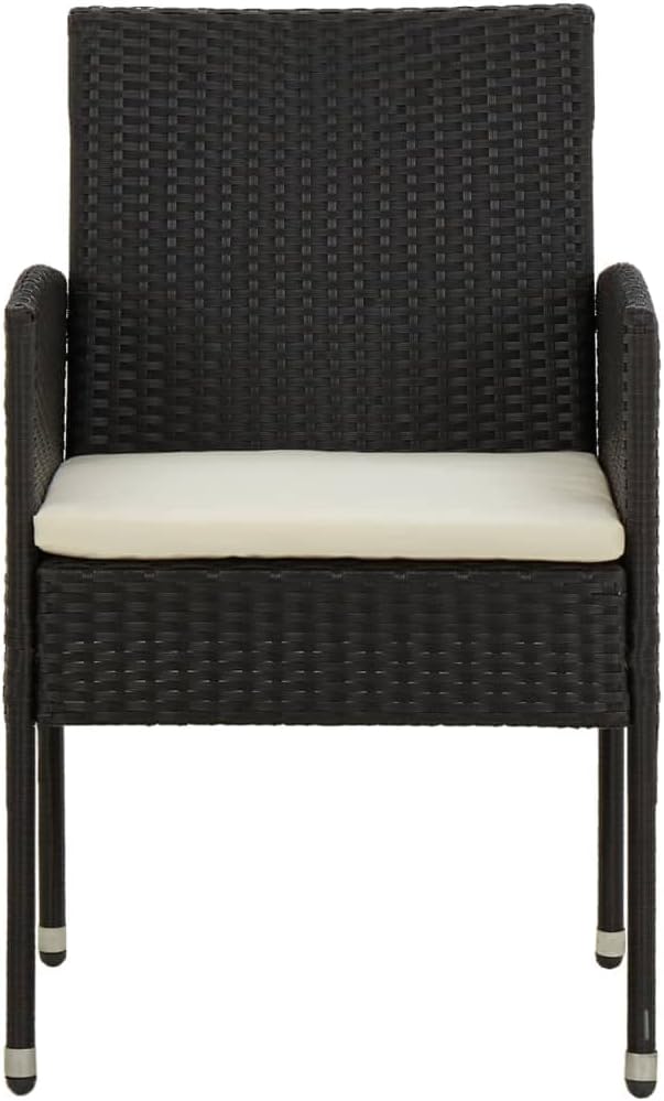 Backyard Furniture Patio Conversation Sets Outdoor Seating 5 Piece Patio Dining Set Poly Rattan Black Suitable for Swimming Pool, Courtyard, Garden