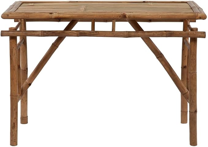 Folding Bamboo Patio Table, 45.3" x 19.7" x 29.5", Brown, for Indoor and Outdoor Use