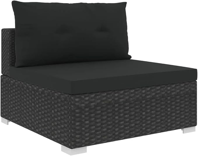 10 Piece Patio Lounge Set with Cushions, Outdoor Dining Sets Patio Conversation Set Outdoor Sofa Sets Sectional Sofa for Piazza Garden Exhibition Poolside Poly Rattan Black