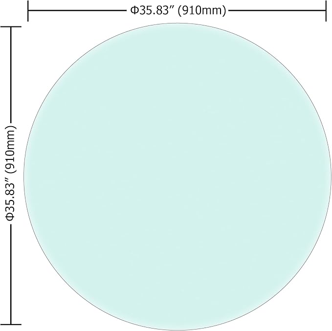 36" Round Glass Table Top - 3/8" Thick Beveled Edge Tempered Glass, Replacement Glass Table Top for Kitchen/Patio