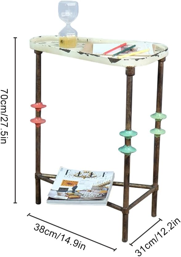 Rustic Farmhouse End Table,Distressed Patio Side Table Metal Outdoor Table for Garden,Balcony,Yard or Lawn (Table A)