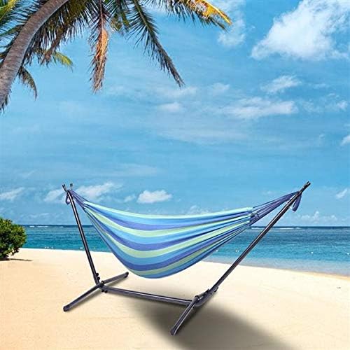 Hammock Set (Hammock Frame Small Color Bar) Natural Rope (Blue-Green bar)