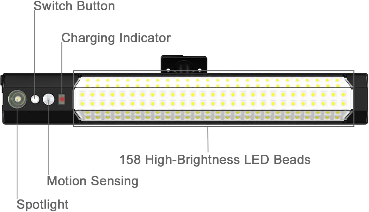 Solar sensor lights, outdoor high-brightness lighting, motion sensor sensing, independent solar charging panel, detachable handheld lighting, safety lights suitable for porches, garages and courtyards