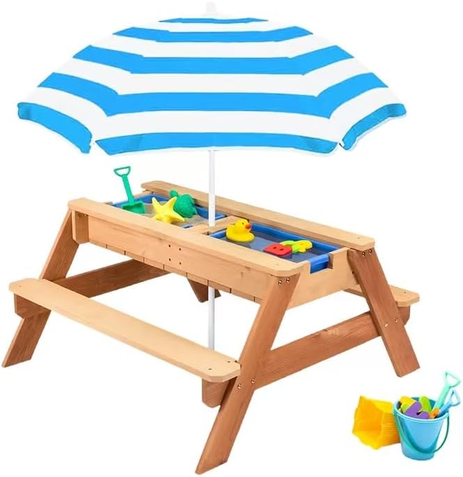 Water Table Umbrella,Kids Beach Umbrella & Picnic Table Shade,Ideal for Sand Play,Camping,Beach Trips,and Garden Fun.Lightweight Yet Durable