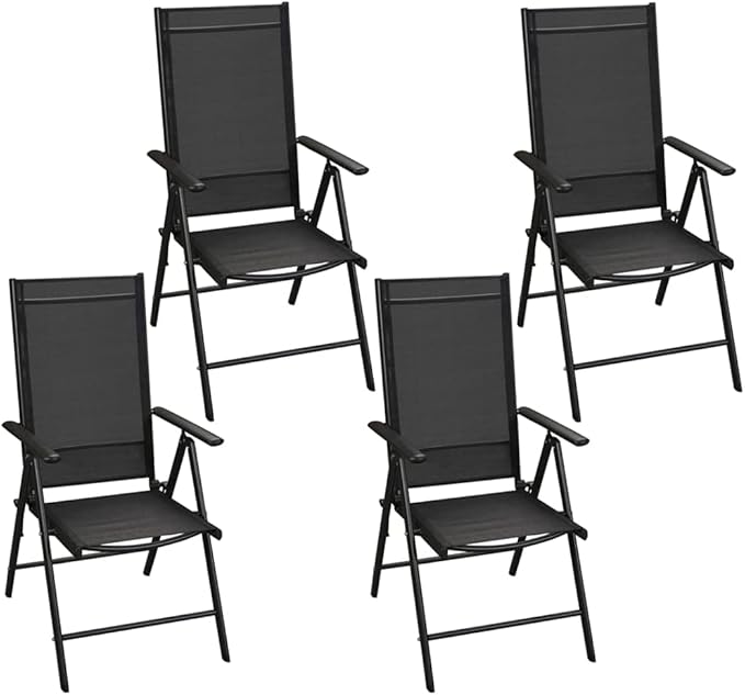 5 Piece Patio Dining Set, Sectional Sofa Front Porch Furniture Patio Conversation Set Porch Furniture Set for Negotiation Area Poolside Piazza Garden with Folding Chairs Aluminum Black