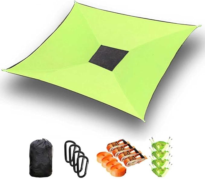 13FT Large Square Hammock, Multi-Person Camping Hammock Supports 2-3 Adults & Kids, Heavy-Duty Sky Hammock with 4 Ratchets & Storage Bag for Outdoor Backyard Travel