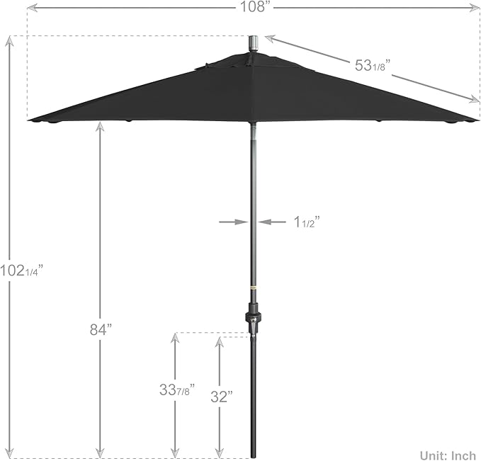 California Umbrella Crank Lift, Collar Tilt, Aluminum Pole