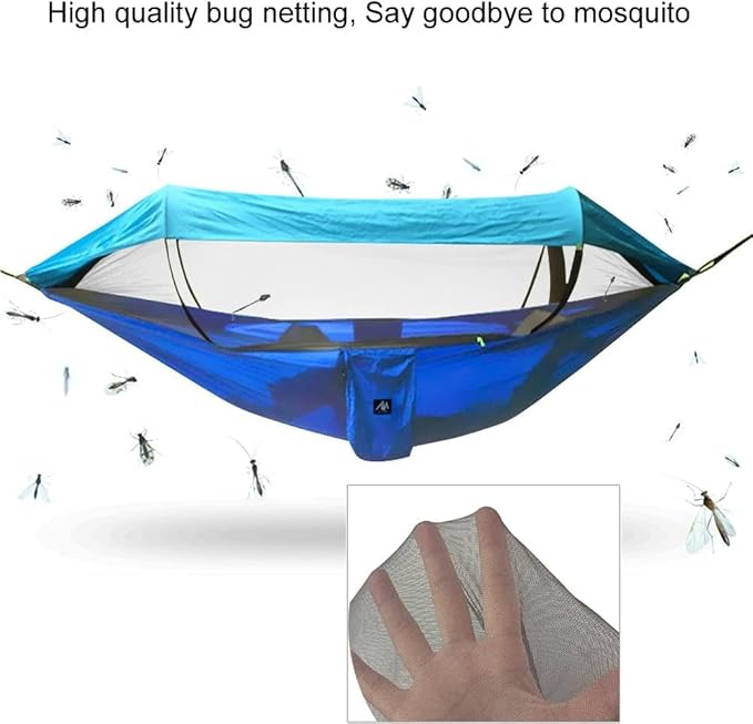 ayamaya [2 in 1 Camping Hammock with Mosquito Net & Sunshade Cloth & Tree Straps for 2/Double Person, Portable Parachute Nylon Lightweight Big Pop Up Swing Hammock