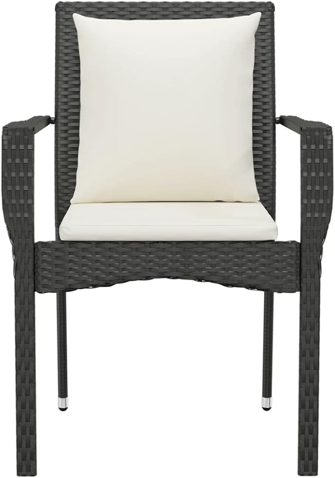 Patio Chairs with Cushions 4 pcs Poly Rattan Black, Outdoor Patio Sectional, Outdoor Sofa Set, Furniture Conversation Sets, Outdoor Porch Furniture for Balcony, Yard