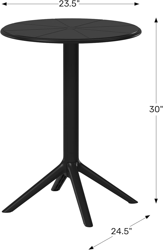 WestinTrends Playa 23.5" Outdoor Polypropylene Resin Round Patio Bistro Dining Table for 2, Gray