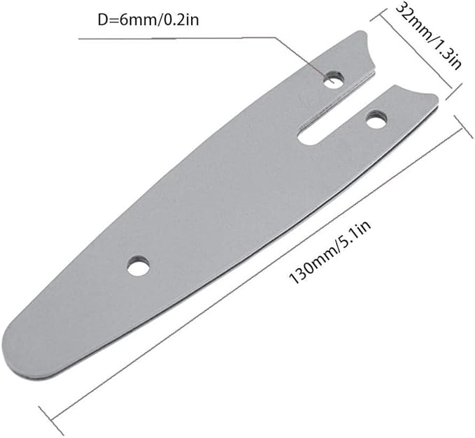 Mini Electric Chainsaw, Rechargeable Handheld Pruning Cutting Tool for Wood Trimming Silver Aluminum Alloy 28cm Chain 13 x 3.2 x 0.3cm Guide Rod 1 Set