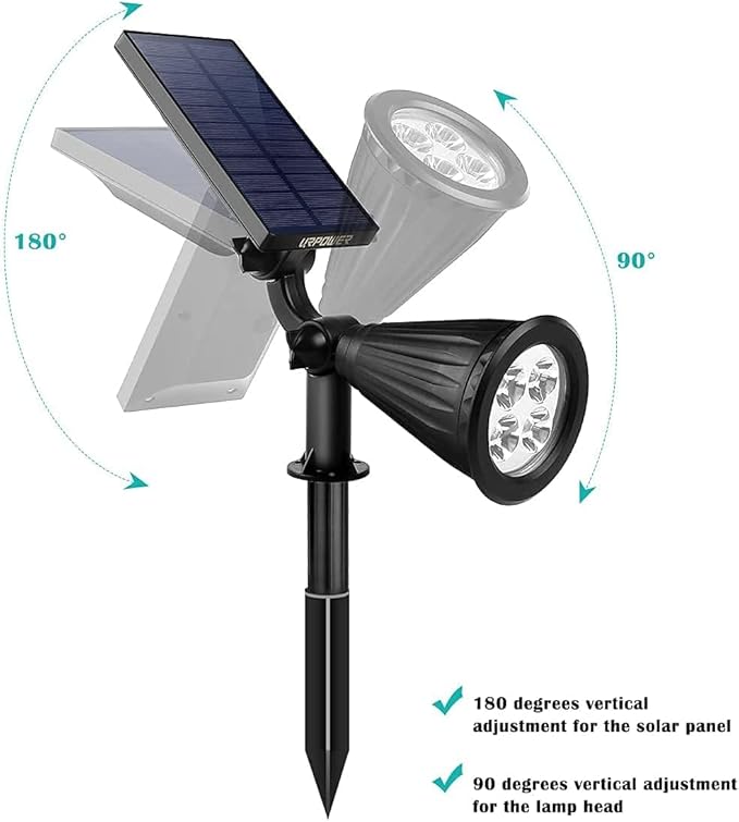 URPOWER Solar Lights Outdoor, 2-in-1 Solar Spot Lights Waterproof with 2 Lighting Modes, Adjustable Solar Powered Spotlights Auto On/Off Landscape Lights for Yard Garden Pathway, 2 Pack (Warm White)