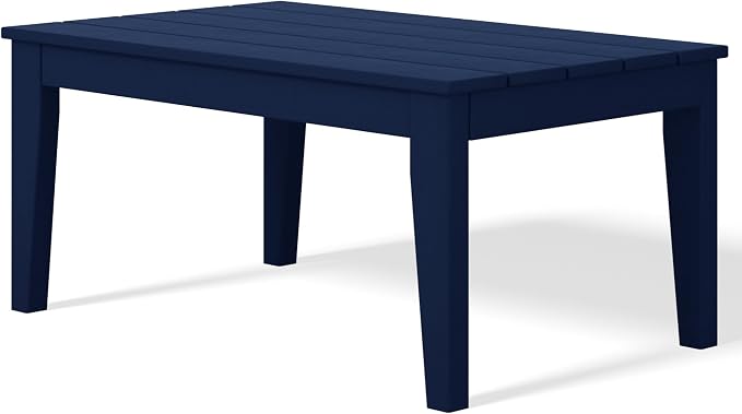 Costaelm Adirondack Outdoor Coffee Table, HDPE Drink Table Weather Resistant, Patio Porch Accent Balcony Table Outdoor End Table for Pool, Seaside, Backyard, Navy Blue