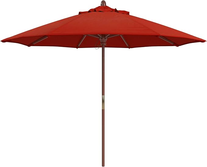 California Umbrella 9' Premium Commercial Hardwood Patio Umbrella, Manual Lift With Olefin Kiwi Fabric