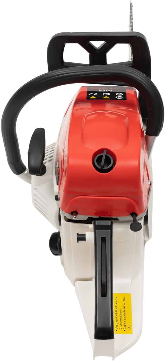 20inch Gas Chain Saw, 2.68HP 52CC 2-Stroke Gasoline Powered Chainsaw, Air Cooled Top Handle Gas Chainsaw Pull Start Petrol Chain Saw w/Automatic Lubrication System for Wood Cutting, Trees