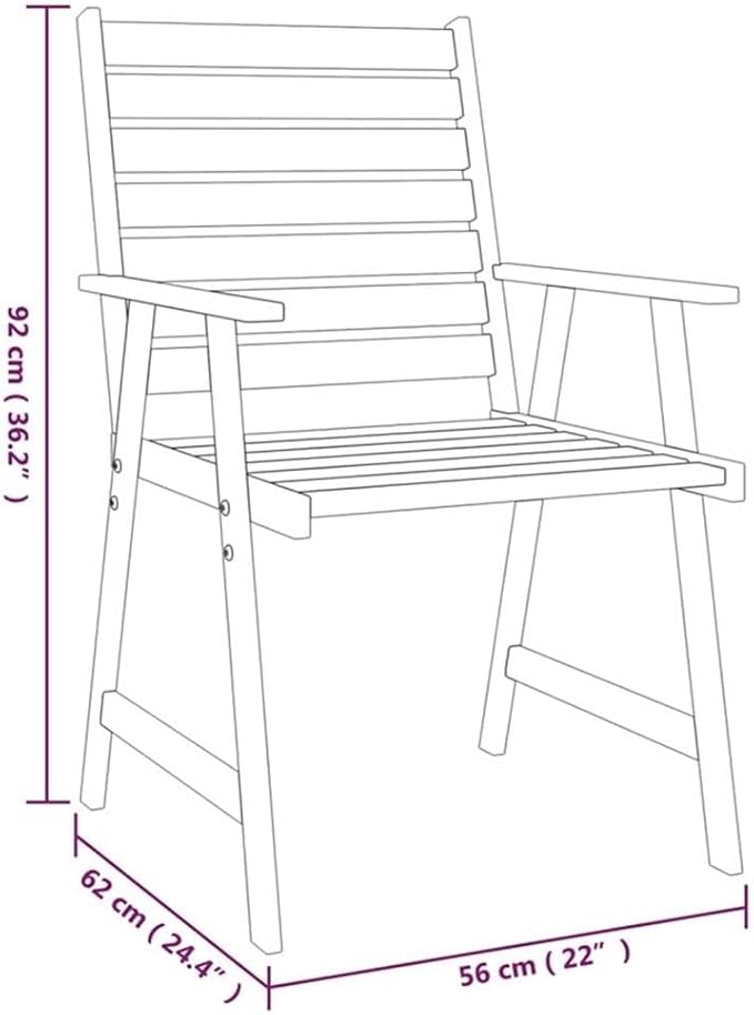 Afuera Living 5-Piece Solid Acacia Wood Garden Dining Set, Brown Oiled Finish, Weather-Resistant Patio Furniture for Outdoor Seating, Rustic Style Table and Chairs, Fits Up to 5 People