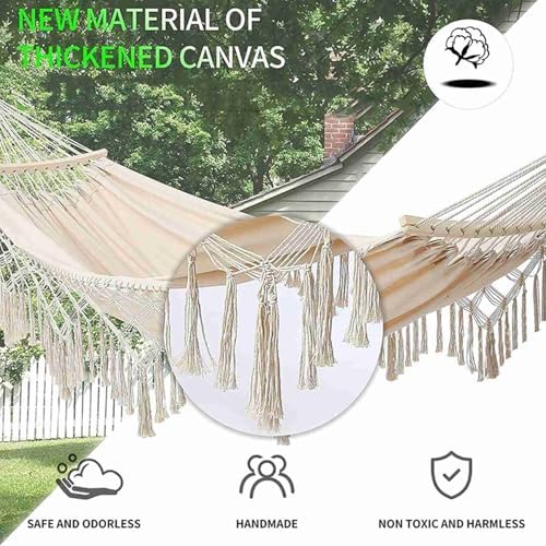Hammock, Hammock Swing Outdoor Hammock Hanging Swing Swing Bed Double Deluxe Hammock Hamacas for Indoor Outdoor Patio Yard Garden (White)