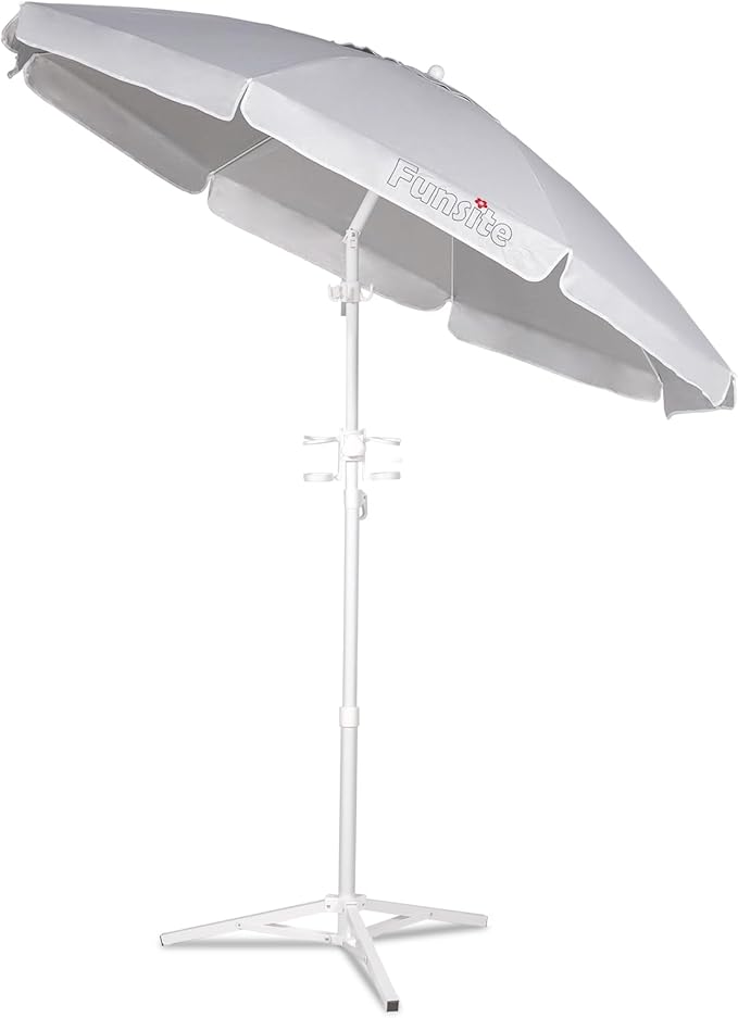 6.5ft Portable Beach Umbrellas for Sand Beach UV 50+ Umbrella with Tilt & Steel Pole, Protection with Heavy Duty Anchor, Patio Umbrella with Carry Bag