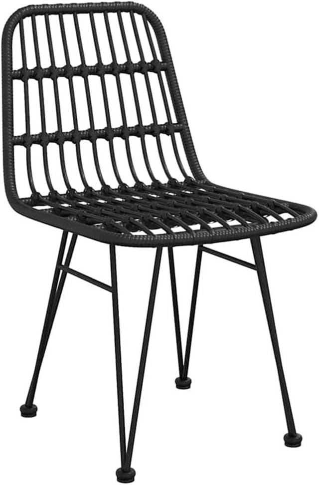 Afuera Living 7 Piece Poly Rattan Garden Dining Set, Black Finish, Rectangular UV-Resistant Design, Powder-Coated Steel Frame, Seats 6, Weather-Resistant Outdoor Patio or Garden Furniture for Dining