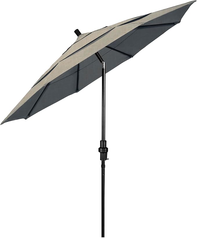 California Umbrella 11' Round Crank Lift, Collar Tilt, Aluminum Pole, Fiberglass Rib Patio Umbrella, Black Finish