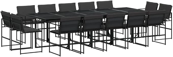 15 Piece Patio Dining Set with Cushions, Foldable Outdoor Table and Chairs, Space-Saving Backyard Garden Furniture, Textilene Fabric and Steel Frame