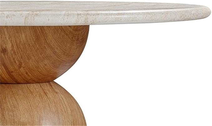 Pemberly Row Travertine Concrete Indoor/Outdoor 54" Round Dining Table