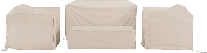 Crosley Furniture Patio Furniture Covers, Waterproof 4-Piece Cover Set for Outdoor Chairs, Loveseat, Table, Tan