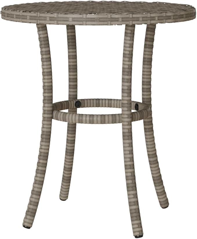 3 Piece Bistro Set with Cushions, Patio Conversation Set Porch Furniture Set Outdoor Sofa Set Front Porch Furniture for Poolside Garden Exhibition Negotiation Area Gray Poly Rattan