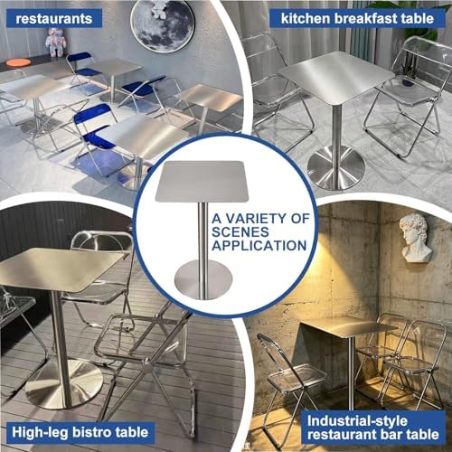 Modern Industrial Small Dining Table for Outdoor Bistro, Bar, Cafes & Bubble Tea Shops - Easy to Clean & Assemble (50x50x105cm)