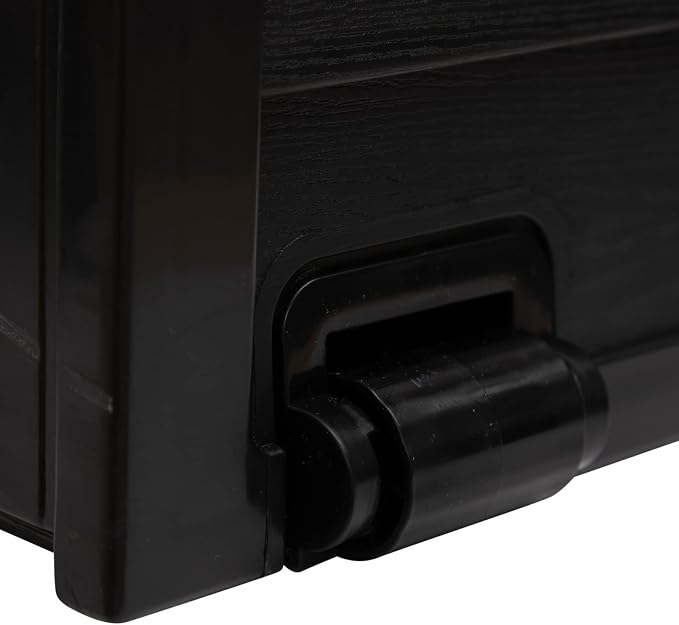 ALIMORDEN Lightweight Resin Deck Box for Patio Furniture, Pool Accessories, and Storage for Outdoor Toys, Home Organization,Black