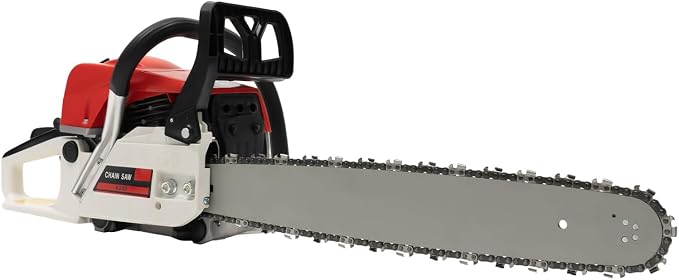 20inch Gas Chain Saw, 2.68HP 52CC 2-Stroke Gasoline Powered Chainsaw, Air Cooled Top Handle Gas Chainsaw Pull Start Petrol Chain Saw w/Automatic Lubrication System for Wood Cutting, Trees