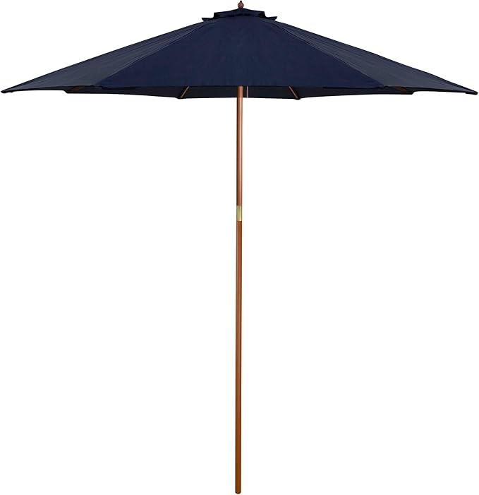 Northlight 9ft Outdoor Patio Market Umbrella with Wooden Pole, Navy Blue
