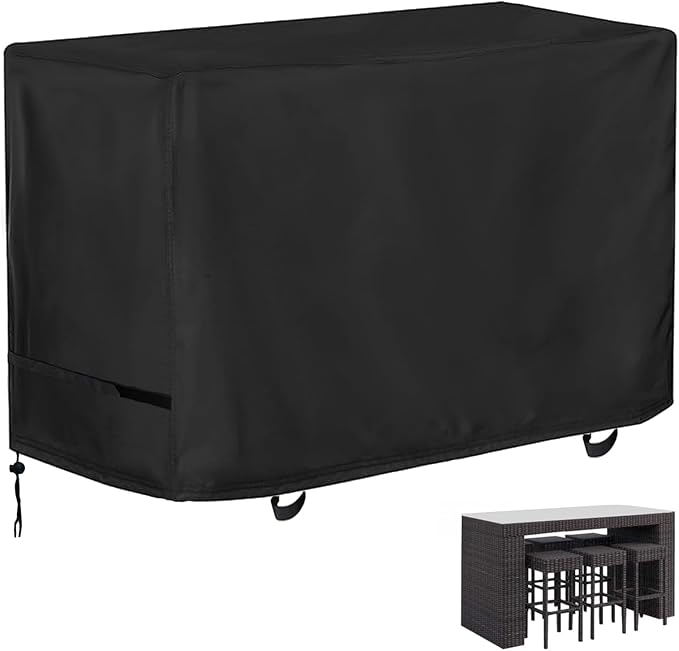Oslimea Outdoor Bar Covers 60" Long Waterproof Tall Bar Height Patio Table Covers for Outdoor Furniture Rectangular Patio Furniture Covers for Dining Table Chairs Set, 60" L x 41" D x 41" H