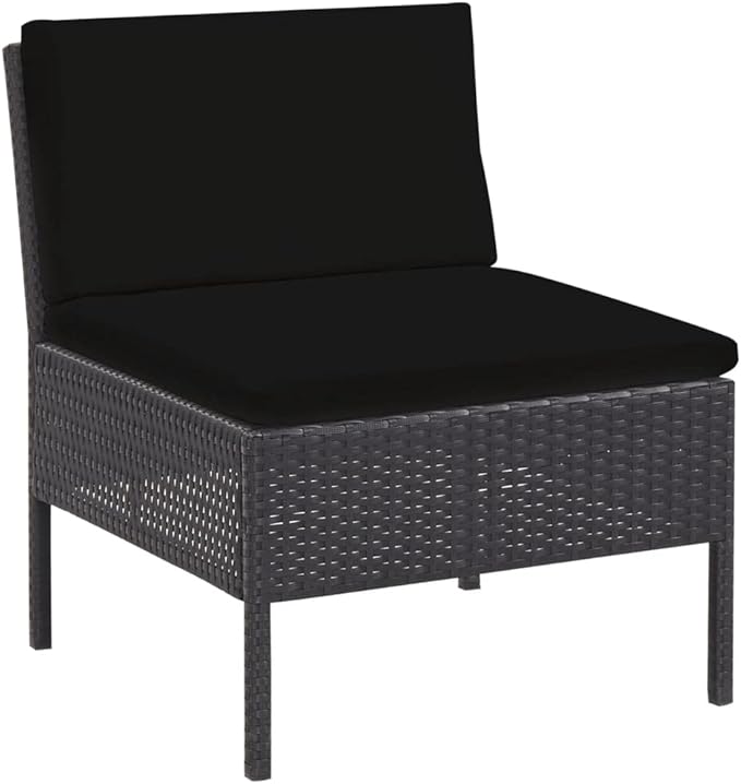 Patio Lounge Set with Cushions,Outdoor Furniture,Outdoor Furniture Sets,Patio Conversation Sets,for Garden,Deck,Backyard,6 Piece Poly Rattan Black