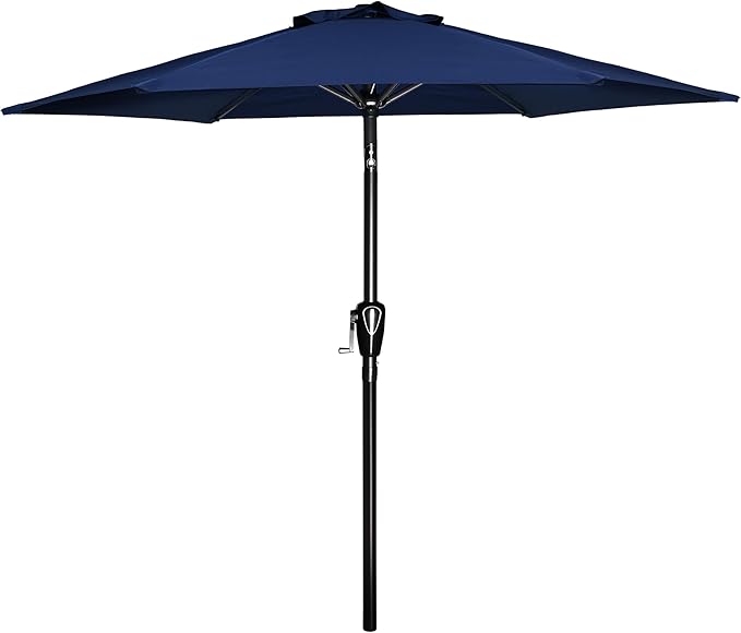 YSSOA 7.5' Patio Umbrella Outdoor Table Market Yard Umbrella with 6 Sturdy Ribs, Dark Blue