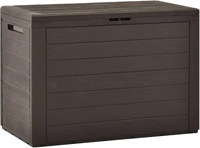 Deck Box, Outdoor Organizer Toolbox for Patio Lawn Poolside Backyard Garden, Indoor Storage Cabinet Lockable (Lock is not Included) - Brown - 78x44 cm