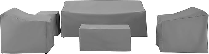 Crosley Furniture Patio Furniture Covers, Waterproof 5-Piece Cover Set for Outdoor Sofa, Chairs, and Tables, Gray