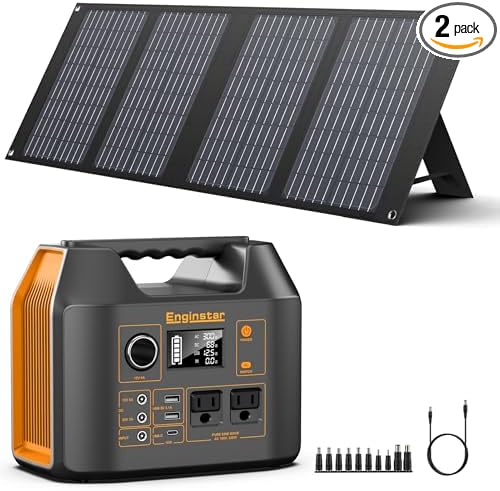 Portable Solar Generator, 300W Portable Power Station with Foldable 40W Solar Panel, 110V Pure Sine Wave, 296Wh Lithium Battery Pack with DC AC Outlet for Home Use RV Outdoor Camping Adventure