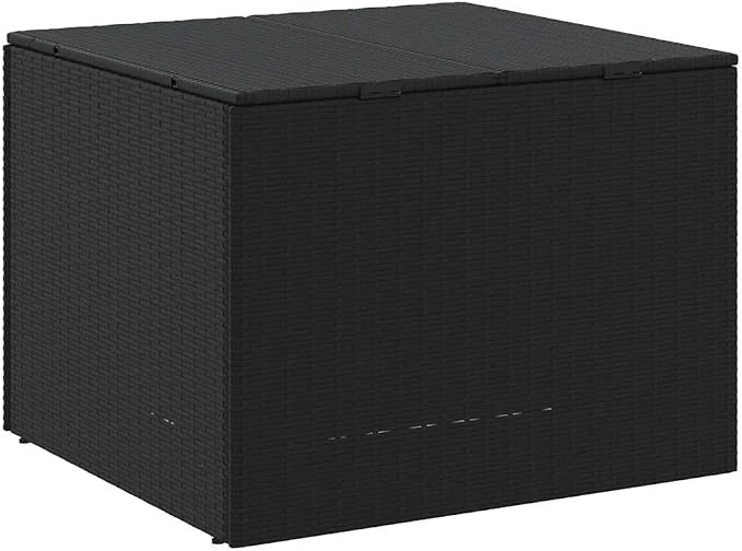 Outdoor Garden Storage Box 291L, Weather-Resistant Poly Rattan Deck Bin with Powder-Coated Steel Frame, Rectangular Patio Organizer for Cushions, Tools and Accessories, Black