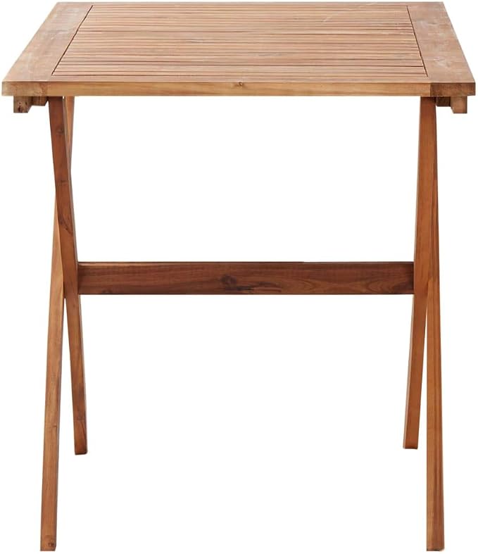 Solid Acacia Wood Outdoor Table 43.3 x 26.4 x 29.1 Inch Rectangular Garden Furniture for Patio Balcony Rustic Design Weather Resistant Assembly