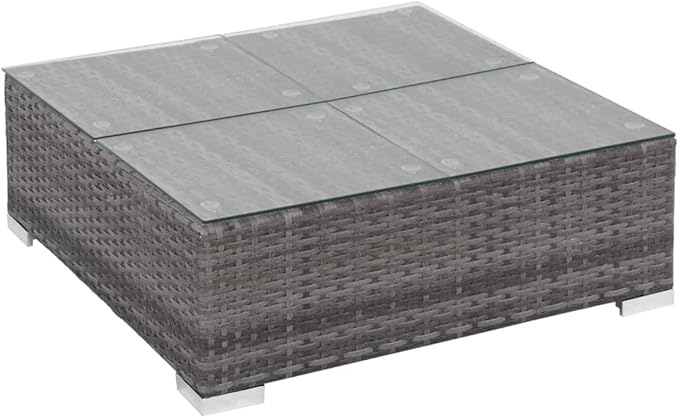 6 Piece Patio Lounge Set with Cushions, Sectional Sofa Patio Conversation Set Outdoor Sofa Sets Porch Furniture Set for Negotiation Area Exhibition Garden Poolside Poly Rattan Gray