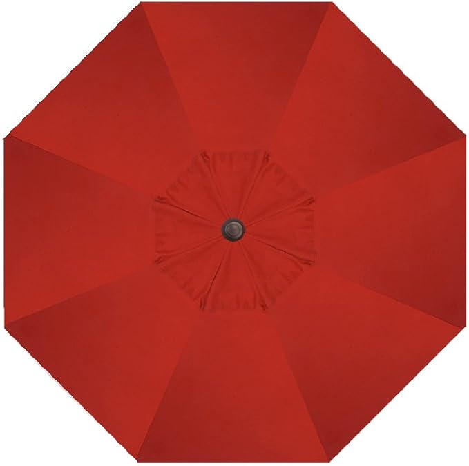 Treasure Garden Deluxe Crank-Tilt 9-FT Octagon Market Umbrella - Outdoor Patio, Deck, Pool, Backyard Stand Alone Umbrella - Heavy Duty w/Bronze Frame & Obravia Fabric (Red)