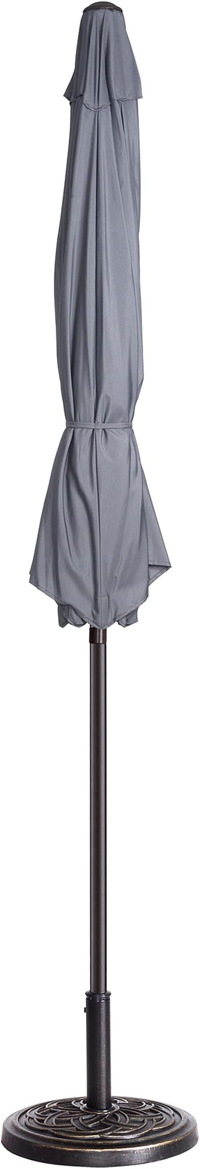 Pure Garden 9' Outdoor Patio Umbrella with 8 Ribs, Aluminum Pole and Push Button Tilt, Fade Resistant Market Umbrella (Gray)